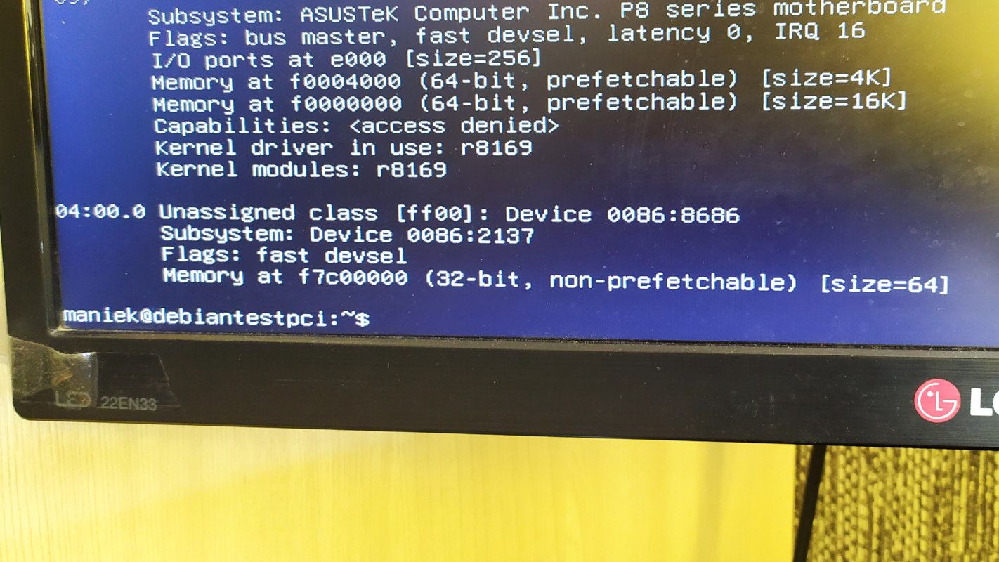 PCI FPGA card in the system
