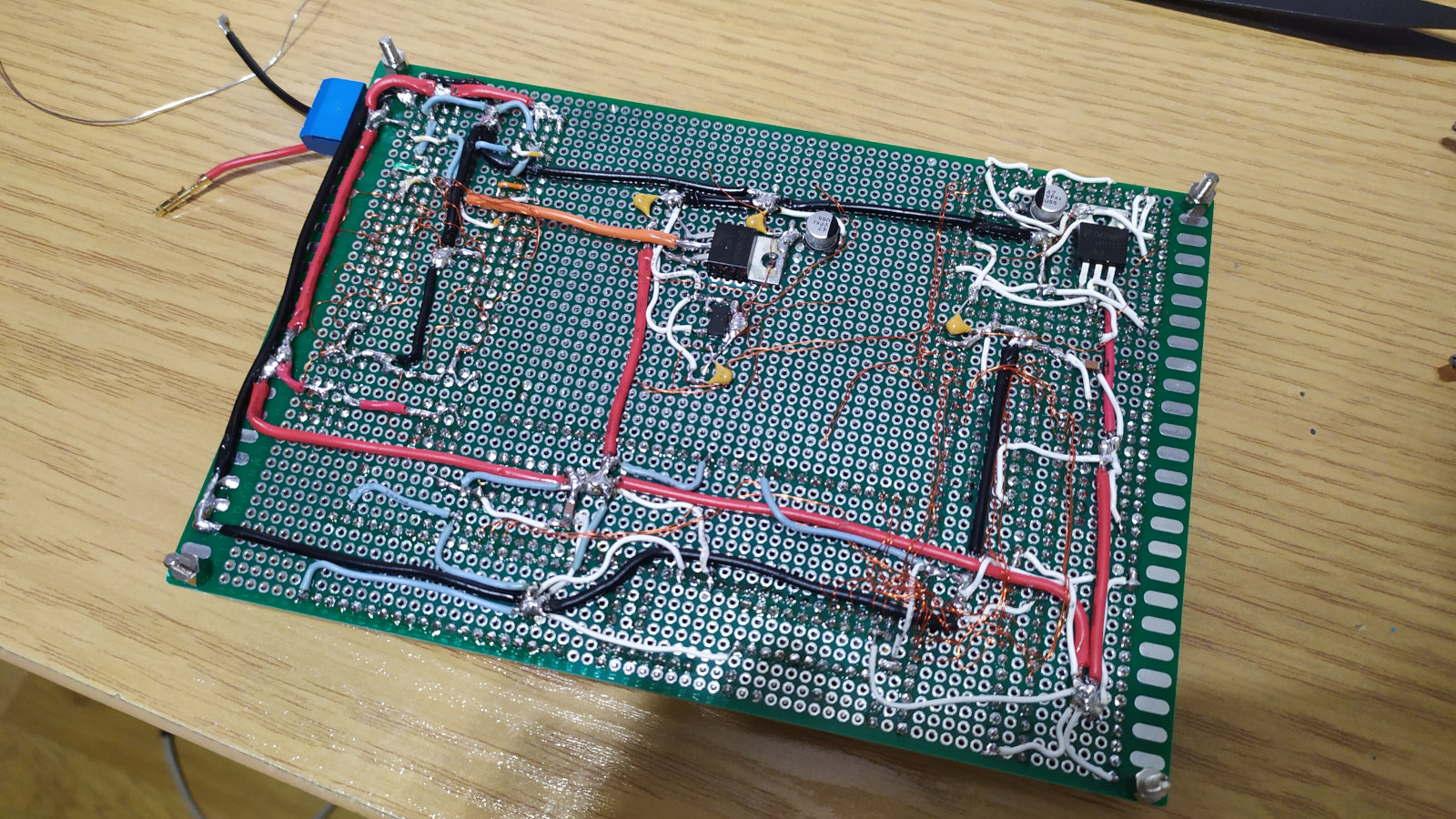 Soldered power on the board
