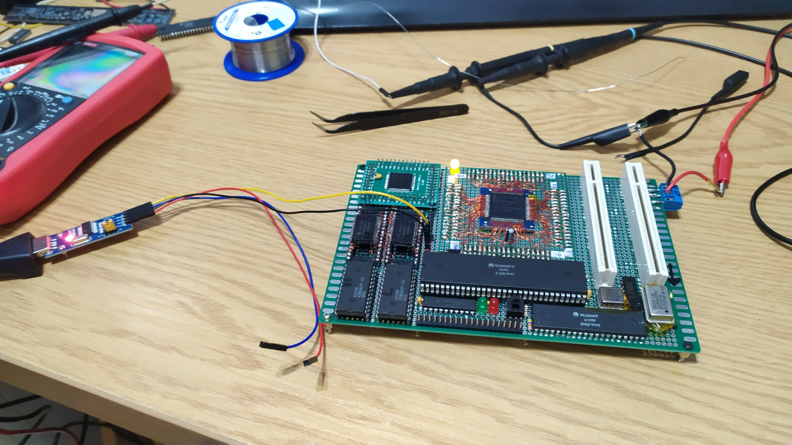USB UART adapter connected to the homebrew