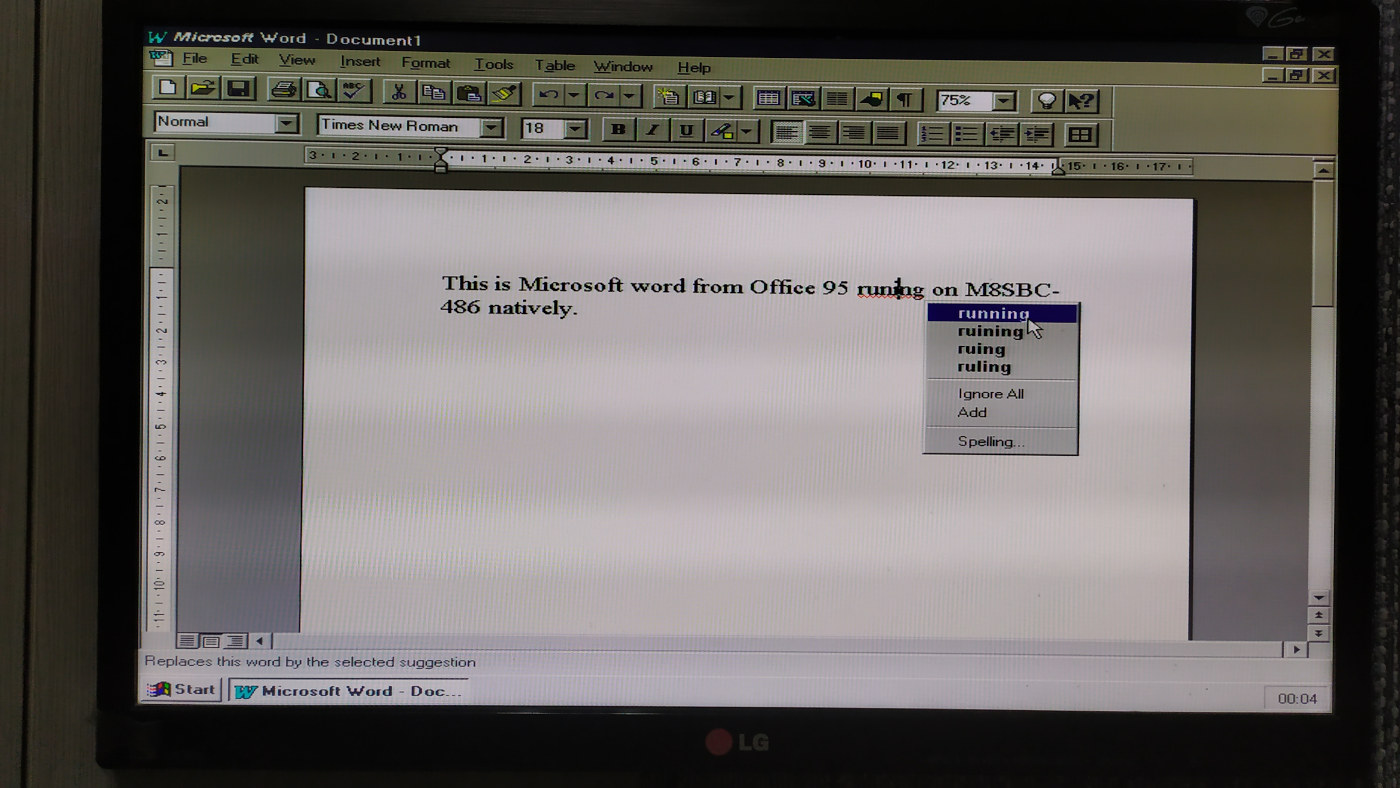 Microsoft Word on M8SBC-486