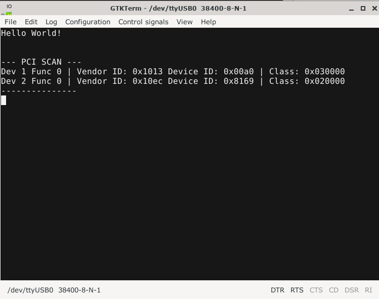 First PCI devices deteced