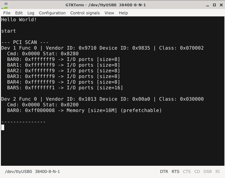 PCI BAR write and read