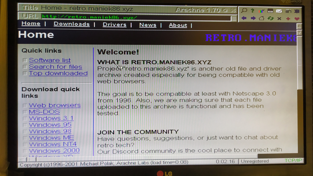 Arachne2 running on M8SBC-486