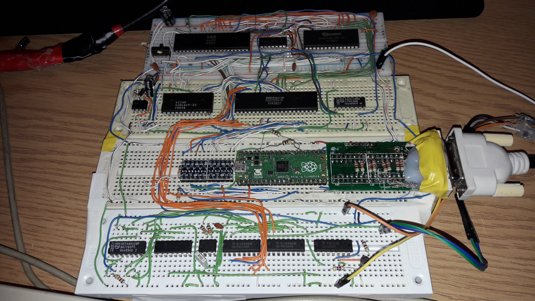 6502 on breadboard with the video and ps/2 controller