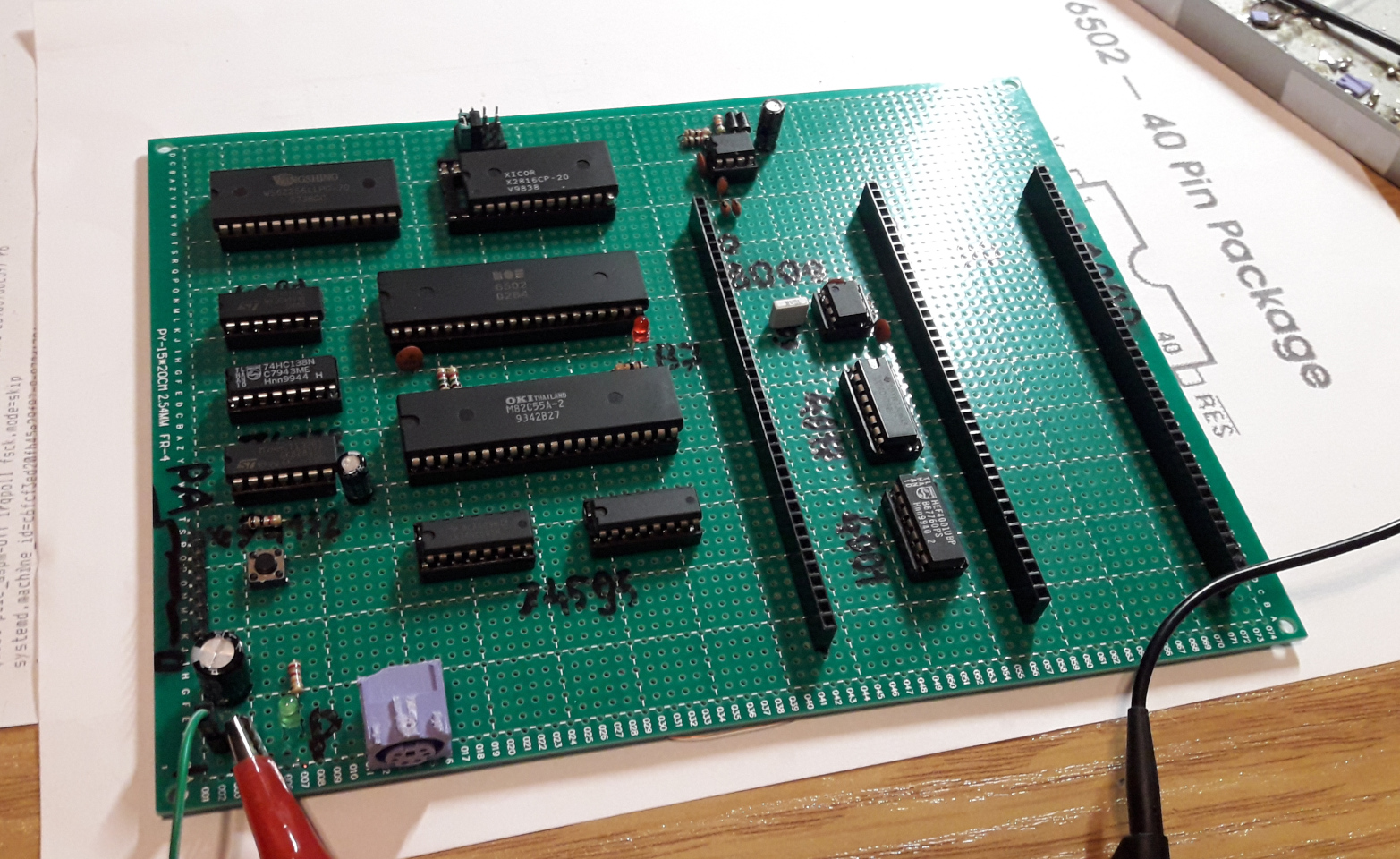 6502 prototype PCB version, soldered, top