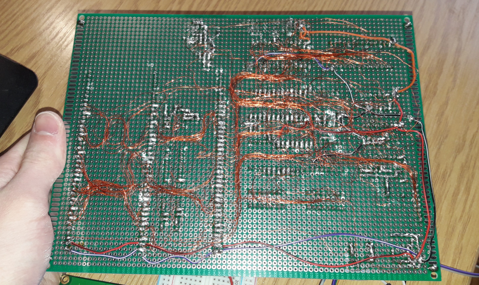 6502 prototype PCB version, soldered, bottom