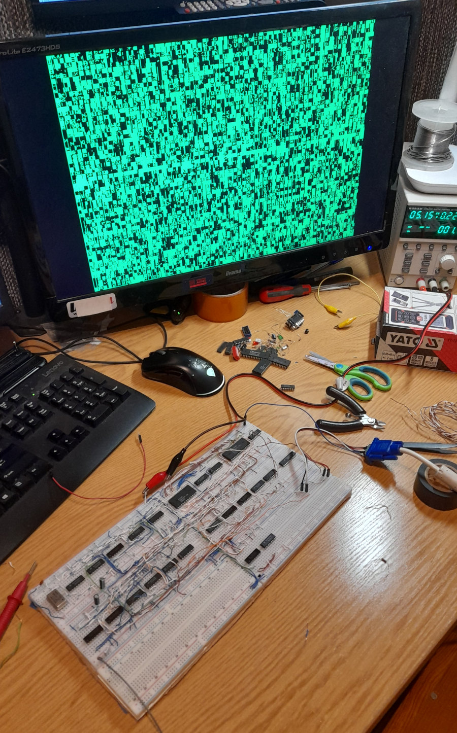 Characters on screen from the prototype VGA