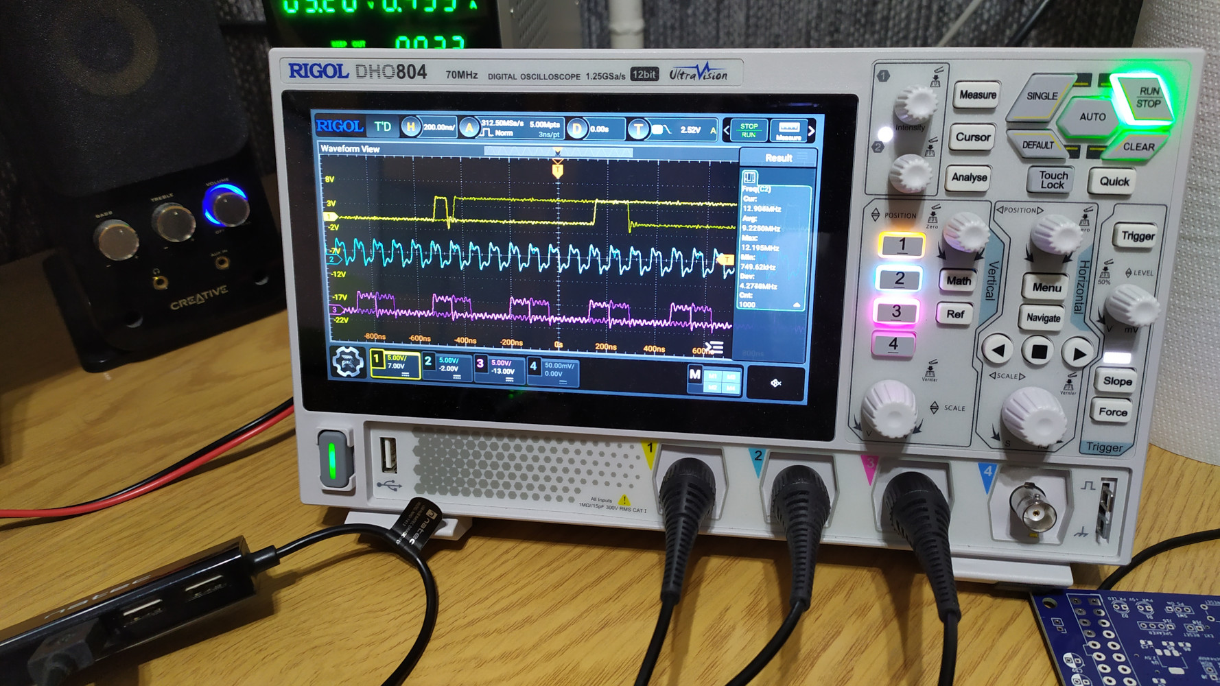 Waveforms on the scope from first test