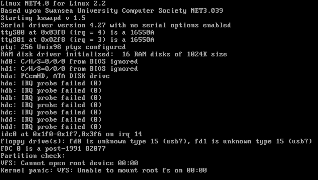 First Linux boot in VM